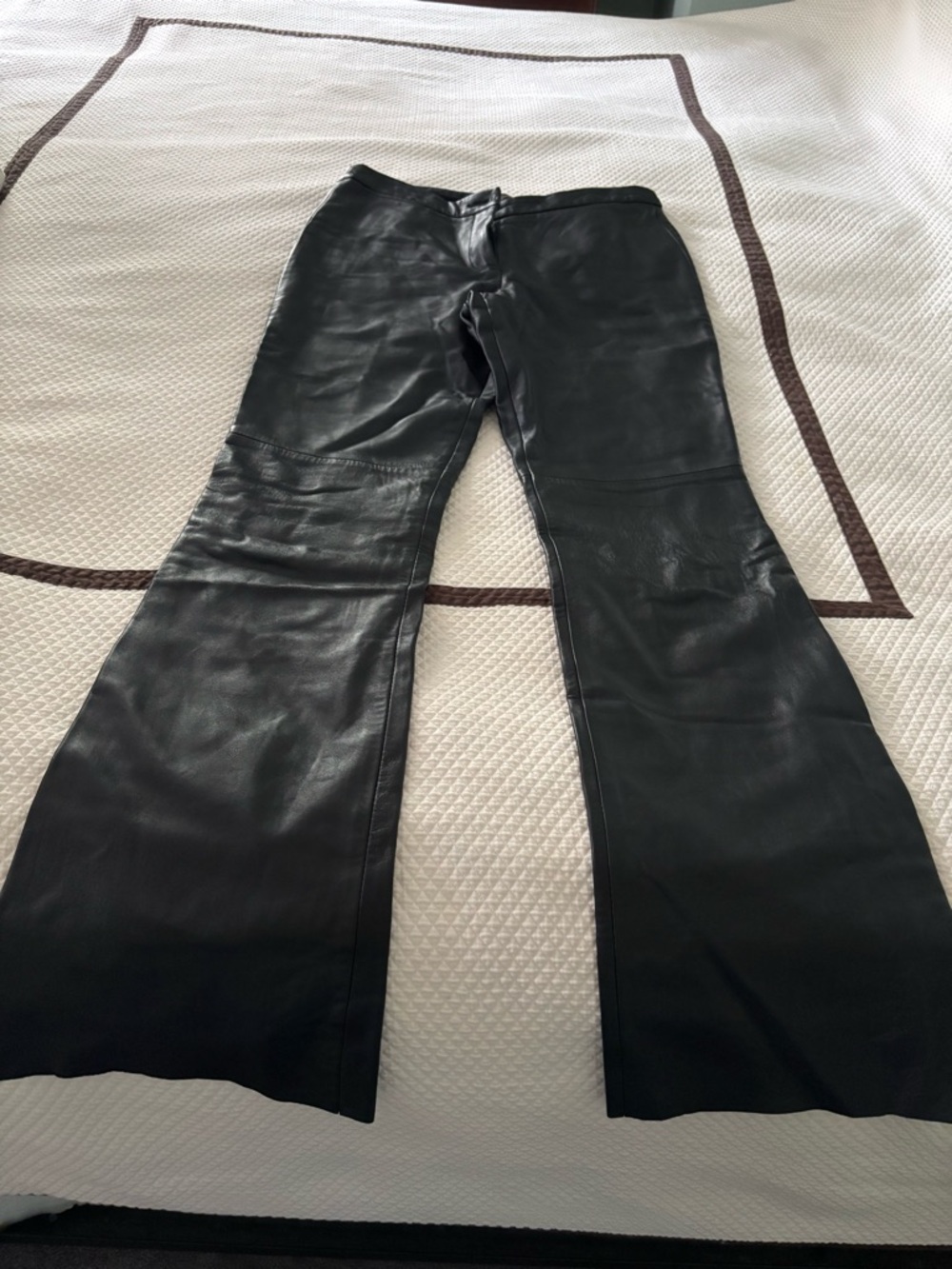 Black Leather Flared Pants